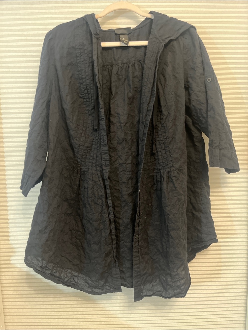 Lane Bryant Summer Black Hooded Button-Front light weight Jacket